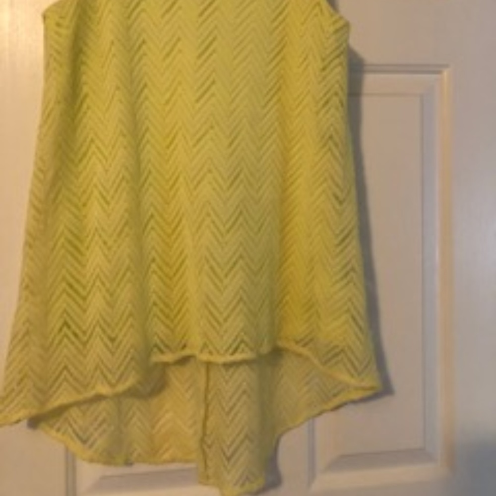 Key Lime Vince Camuto Herringbone Lace Blouse